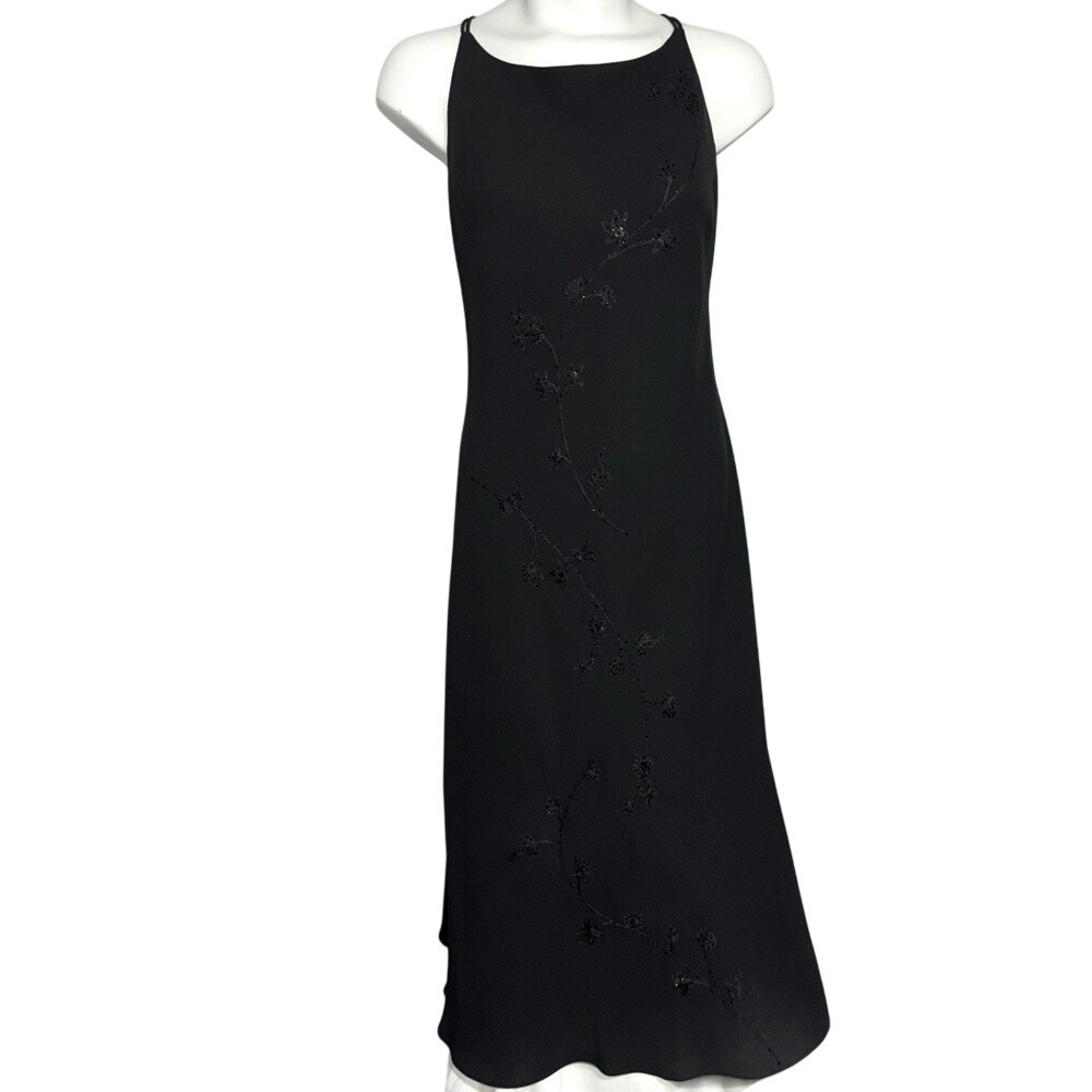 Jones New York Women's Sz 14 Long Black Lined Dress Length 49.5" Excellent Cond.